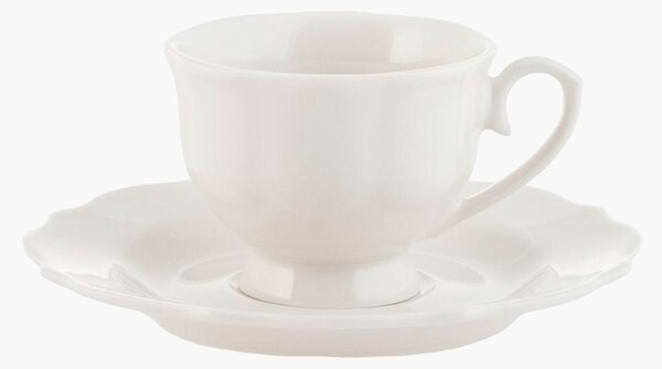 Set di 6 tazze da caffè in porcellana Blanc con piattini