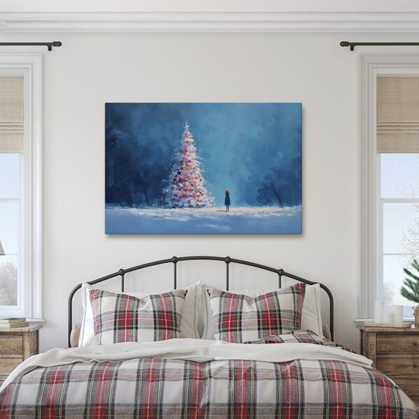 Quadro su tela – Albero di Natale e viandante solitario