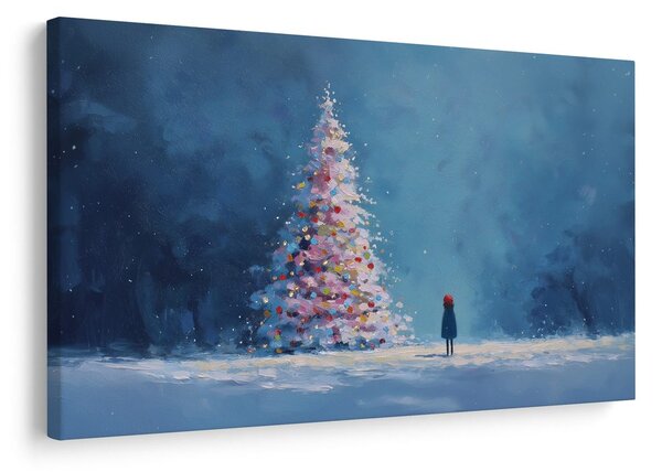 Quadro su tela – Albero di Natale e viandante solitario
