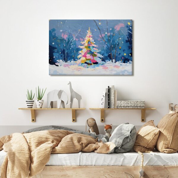 Quadro su tela – Albero di Natale nel paesaggio invernale