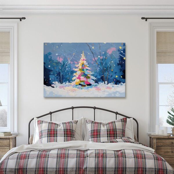 Quadro su tela – Albero di Natale nel paesaggio invernale