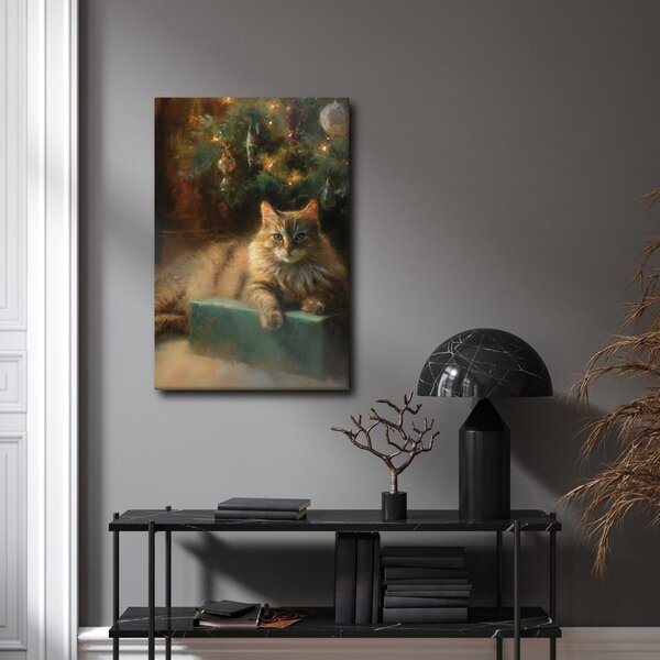 Quadro su tela – Atmosfera festiva con gatto
