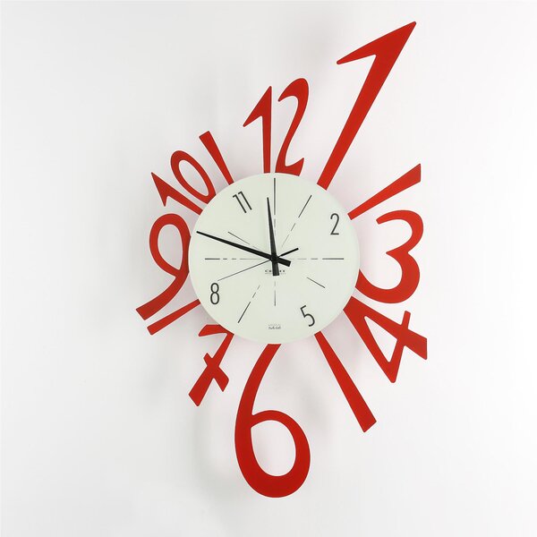 Orologio Da Muro Struttura in metallo e quadrante in vetro NUMERICO Dimensioni 43x70 cm lancette Colore nero , Numeri Arabi realizzato in rosso