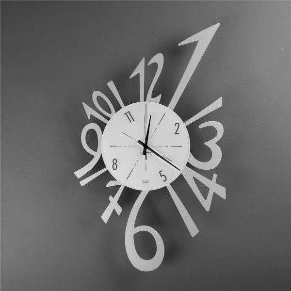 Orologio Da Muro Struttura in metallo e quadrante in vetro NUMERICO Dimensioni 43x70 cm lancette Colore nero , Numeri Arabi realizzato in Argento
