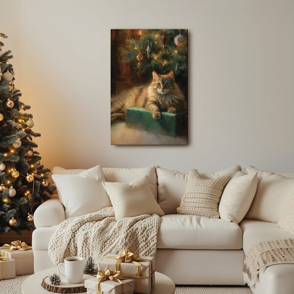 Quadro su tela – Atmosfera festiva con gatto
