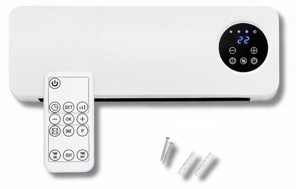 Zaltino - Stufa ventilata da parete 2-in-1 - 2000W - Ventilatore