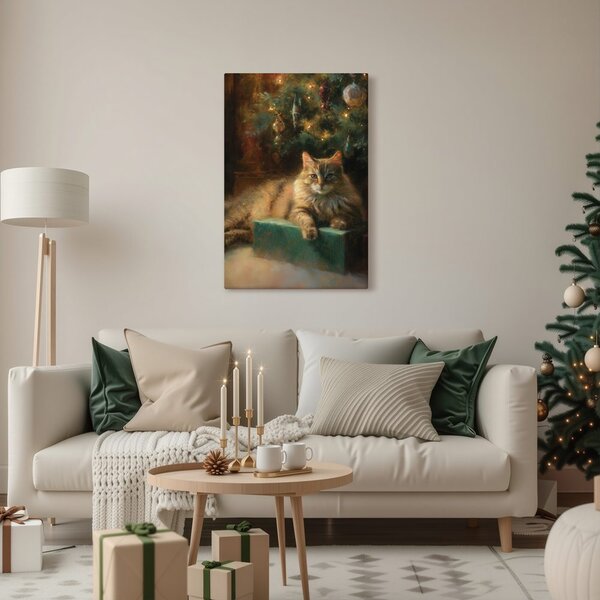 Quadro su tela – Atmosfera festiva con gatto