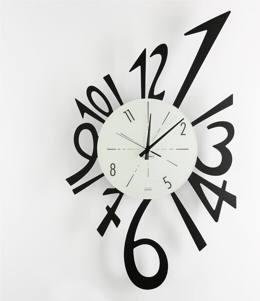 Orologio Da Muro Struttura in metallo e quadrante in vetro NUMERICO Dimensioni 43x70 cm lancette Colore nero , Numeri Arabi realizzato in Nero
