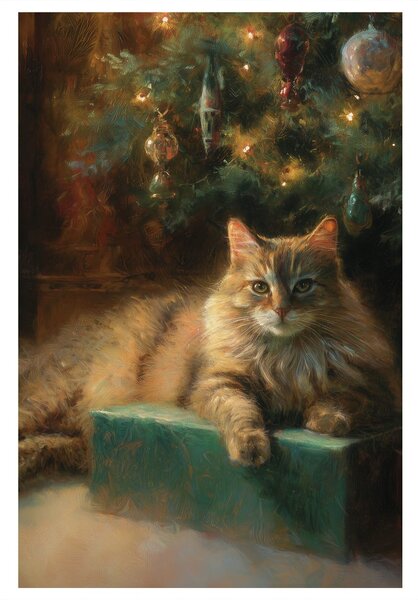 Quadro su tela – Atmosfera festiva con gatto