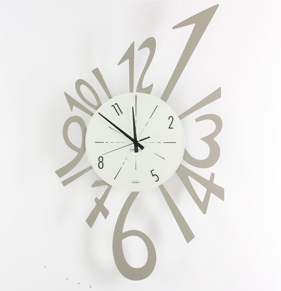Orologio Da Muro Struttura in metallo e quadrante in vetro NUMERICO Dimensioni 43x70 cm lancette Colore nero , Numeri Arabi realizzato in tortora