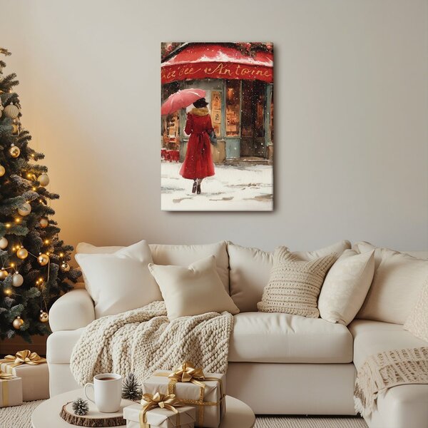 Quadro su tela – Eleganza invernale in rosso