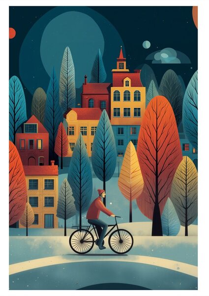 Quadro su tela – Villaggio invernale incantato