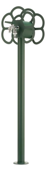 Fontana da Giardino con doppio Rubinetto e Porta tubo a Fiore Belfer Dimensioni 27x23x105 cm - peso 6,5 kg design, colore Verde