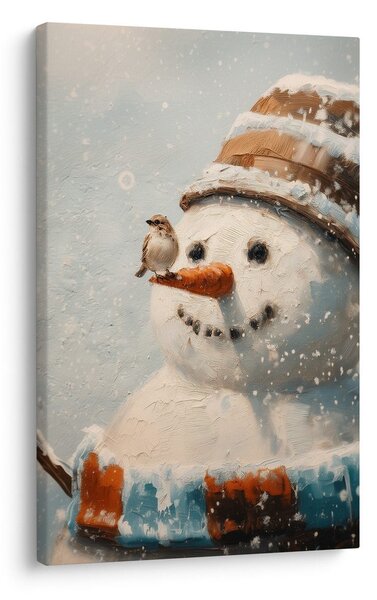Quadro su tela – Favola natalizia con pupazzo di neve