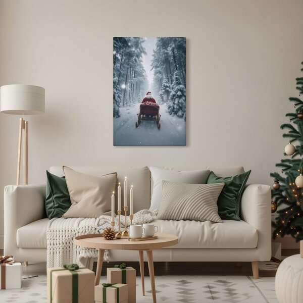 Quadro su tela Natalizio – Babbo natale fiabesco nel bosco