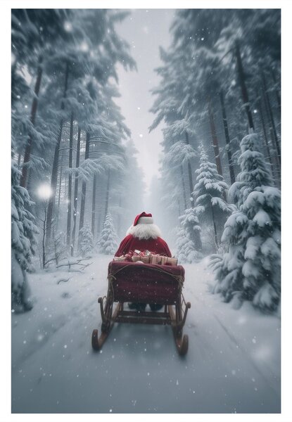 Quadro su tela Natalizio – Babbo natale fiabesco nel bosco