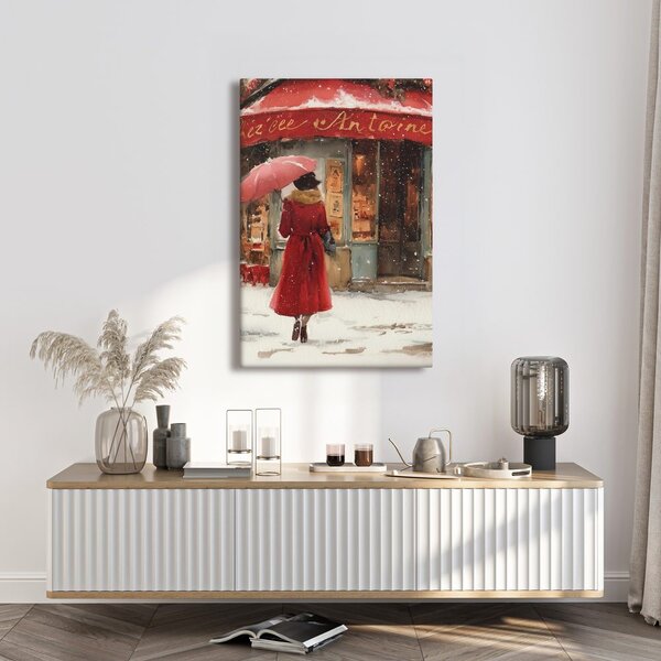 Quadro su tela – Eleganza invernale in rosso