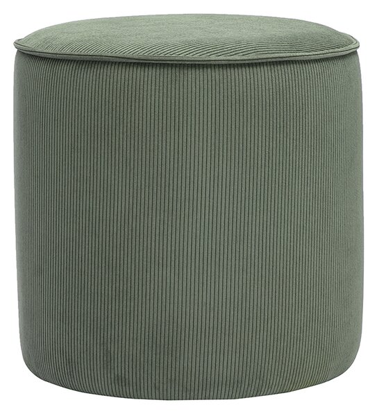 Pouf rotondo in velluto a coste verde kaki D40 cm PAUL