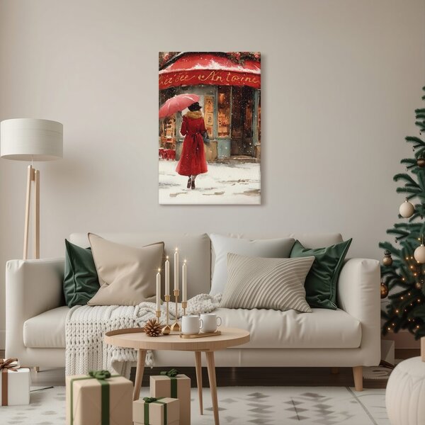Quadro su tela – Eleganza invernale in rosso