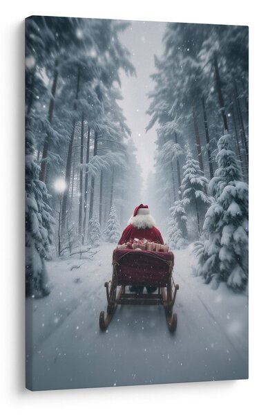 Quadro su tela Natalizio – Babbo natale fiabesco nel bosco
