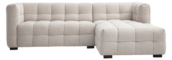 Divano ad angolo destro design 3 posti in tessuto effetto velluto testurizzato beige CORTO