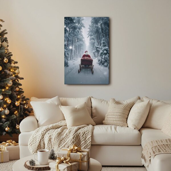 Quadro su tela Natalizio – Babbo natale fiabesco nel bosco