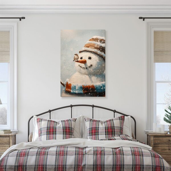 Quadro su tela – Favola natalizia con pupazzo di neve