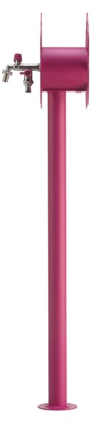 Fontana da Giardino con doppio Rubinetto e Porta tubo a Fiore Belfer Dimensioni 27x23x105 cm - peso 6,5 kg design, colore Ciclamino