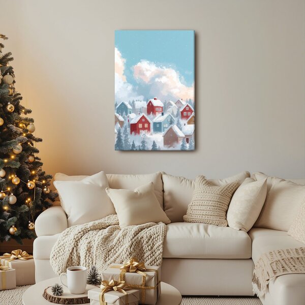 Quadro su tela – Villaggio innevato
