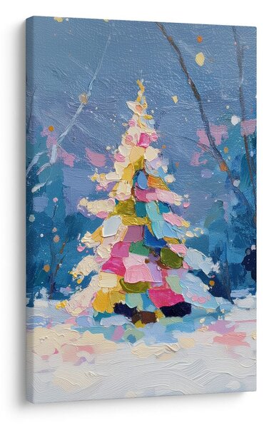 Quadro su tela – Notte festiva con albero colorato