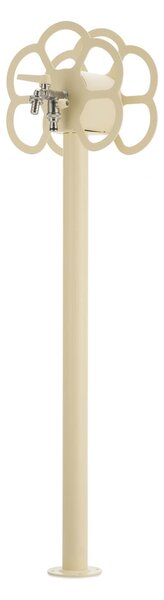 Fontana da Giardino con doppio Rubinetto e Porta tubo a Fiore Belfer Dimensioni 27x23x105 cm - peso 6,5 kg design, colore Avorio