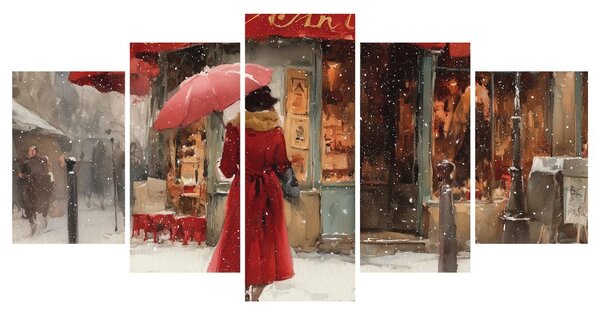 Quadri 5 pezzi – Magia della strada invernale