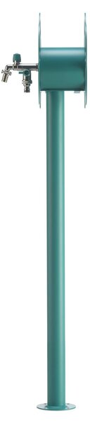 Fontana da Giardino con doppio Rubinetto e Porta tubo a Fiore Belfer Dimensioni 27x23x105 cm - peso 6,5 kg design, colore Turchese