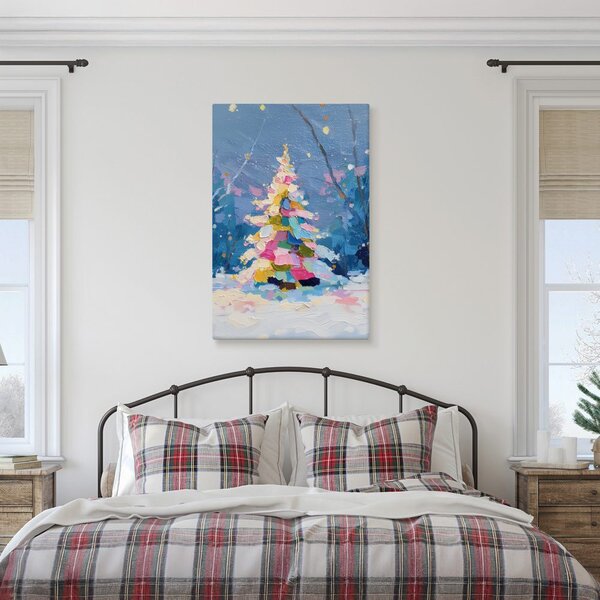 Quadro su tela – Notte festiva con albero colorato