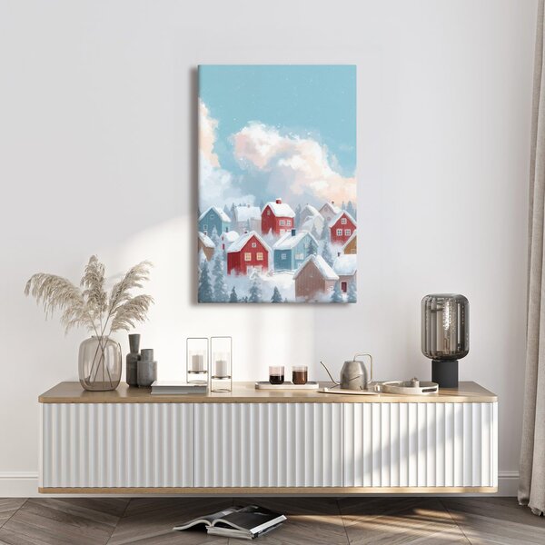 Quadro su tela – Villaggio innevato