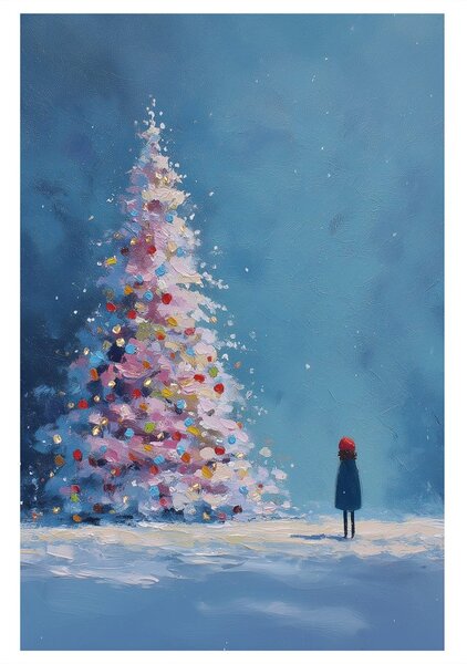 Quadro su tela – Notte magica con albero di Natale