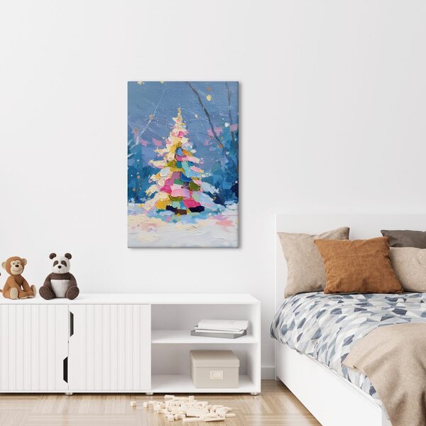 Quadro su tela – Notte festiva con albero colorato
