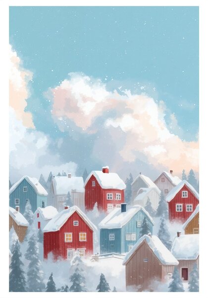 Quadro su tela – Villaggio innevato