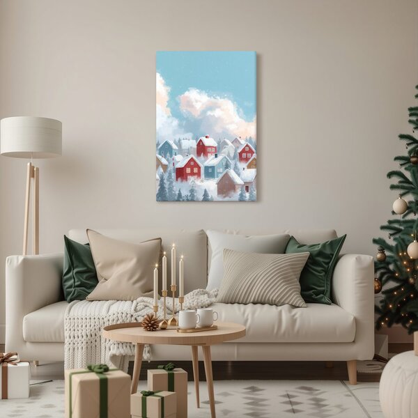 Quadro su tela – Villaggio innevato