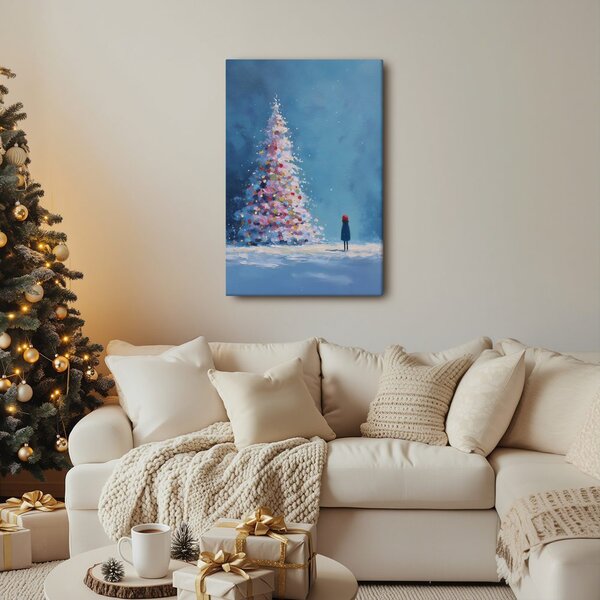 Quadro su tela – Notte magica con albero di Natale