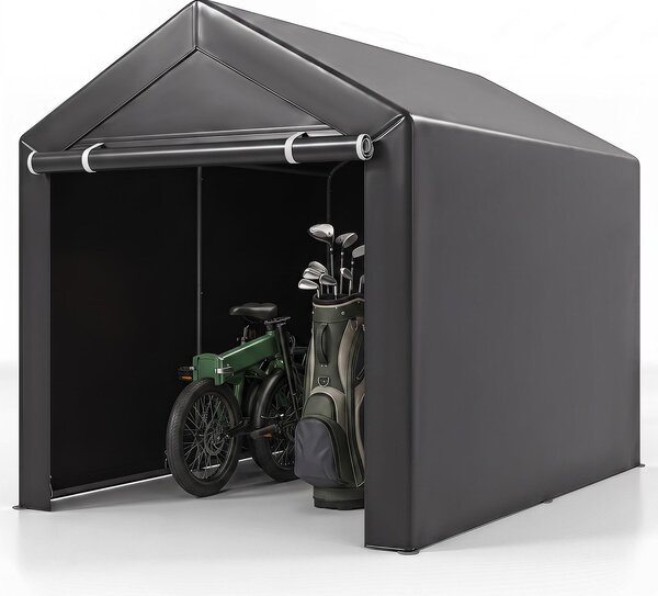 Tenda da garage KOMFOTTEU con porta a zip scorrevole, capanno per attrezzi