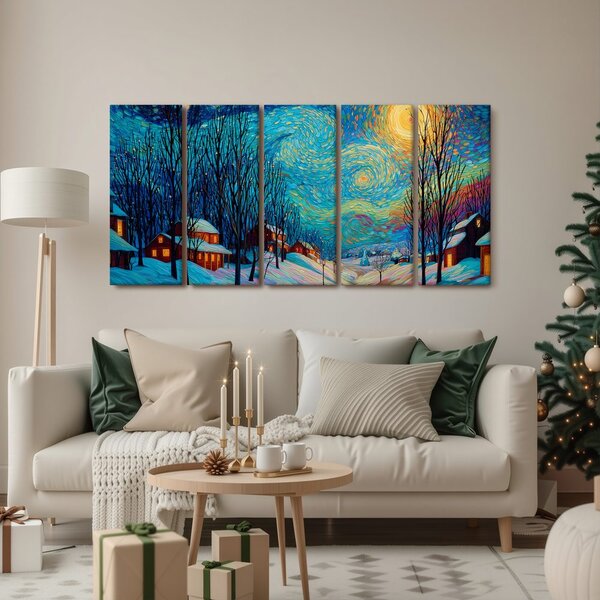 Quadri 5 pezzi – Notte stellata d'inverno