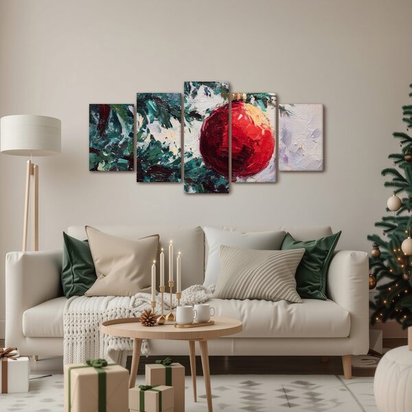 Quadri 5 pezzi – Dettaglio dell'albero di Natale