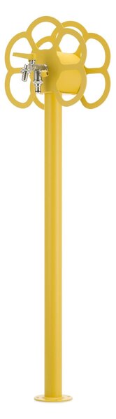 Fontana da Giardino con doppio Rubinetto e Porta tubo a Fiore Belfer Dimensioni 27x23x105 cm - peso 6,5 kg design, colore Giallo