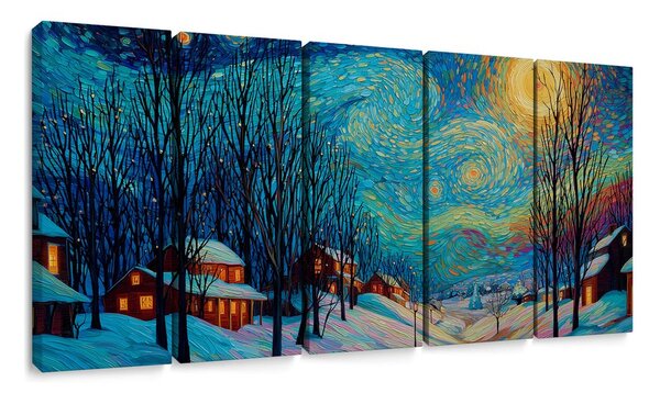 Quadri 5 pezzi – Notte stellata d'inverno