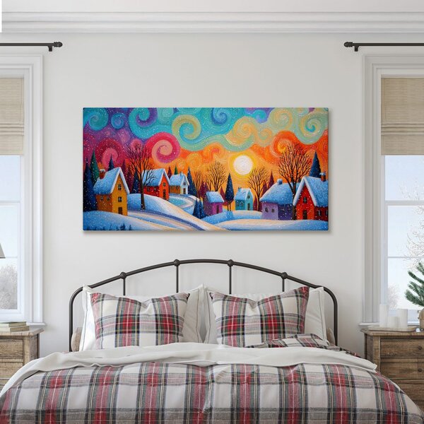 Quadro su tela – Favola natalizia delle case colorate