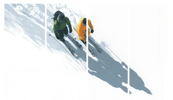 Quadri 5 pezzi – Avventura sciistica invernale