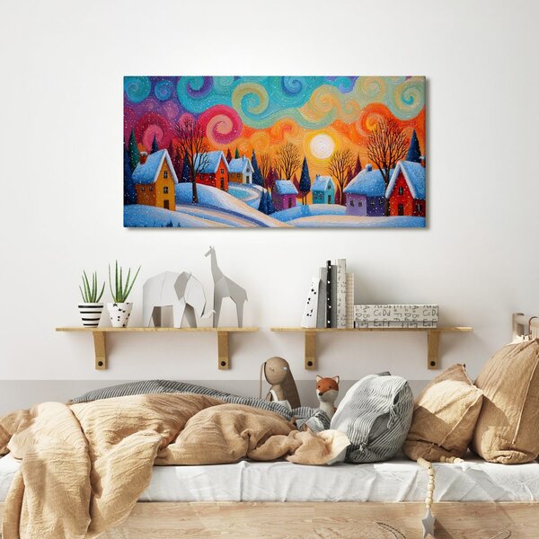 Quadro su tela – Favola natalizia delle case colorate