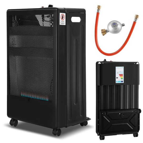 Stufa a gas portatile ISOISL Blue Flame, 2200 W/3800 W, con regolatore di pressione e tubo flessibile, dotata di 5 ruote girevoli
