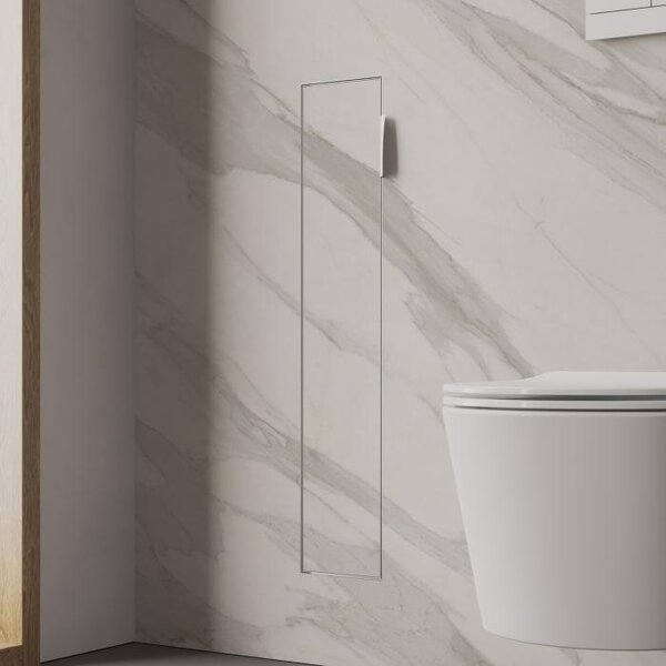 Modulo WC a incasso Kronenbach, design cubico, dimensioni 15,4 x 80,3 cm, apertura porta a sinistra